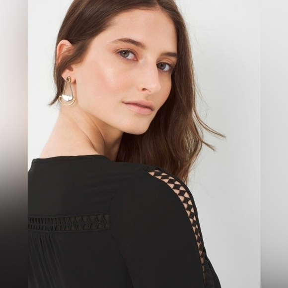 EC White House Black Market Black blouson Dress Size 2, Cutouts - Picture 11 of 11